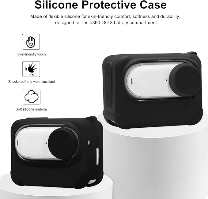PULUZ Silicone Protective Case Cover for Insta360 GO 3 Camera with Loss Lanyard Camera Silicone Sleeve Accessories (Black)