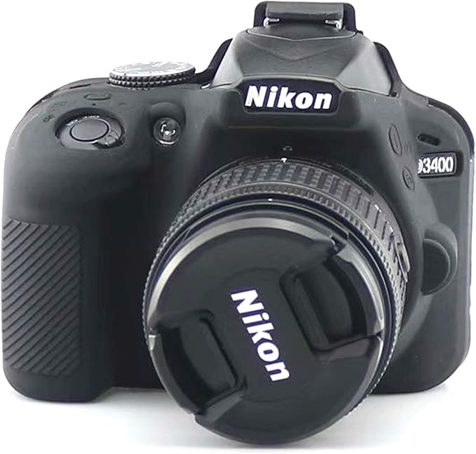Professional Secure Silicone Camera Cases Bag Housing Rubber Body Skin for Nikon D3400 Digital SLR Camera (Black)