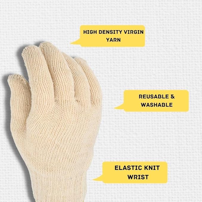 SHIELD GLOVES Cotton String Knit Gloves, 12-Pairs, Womens, Size - Small Hand Protection Lightweight Work Gloves