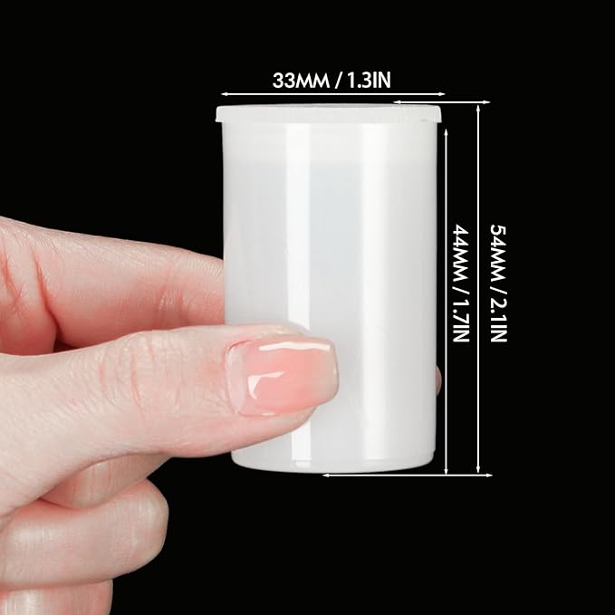JOVITEC 100 Pieces Plastic Film Canister Holder 35 mm Empty Camera Reel Containers Storage Containers Case with Lids for Small Accessories Fish Hook Film Beads (White)
