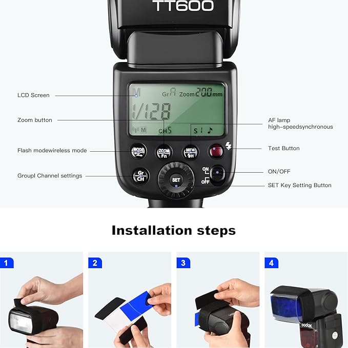 Godox TT600 GN60 2.4G 1/8000s Camera Flash Speedlite, 230 Full Power Flashes, 0.1-2.6s Recycle Time, Compatible for Canon, Nikon, Pentax, Olympus and Other DSLR Cameras with Standard Hotshoe