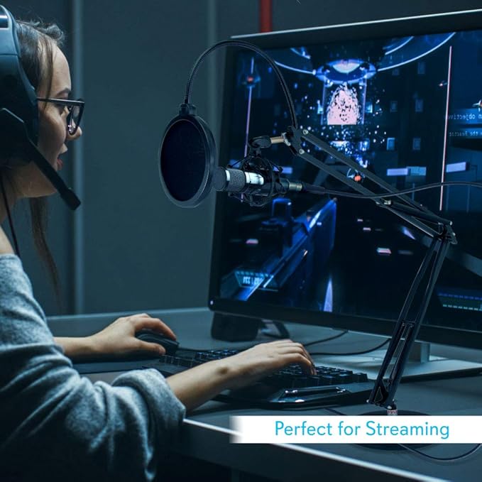 Pyle Dual Suspension Springs and Metal Extension Support Arms, Maximum Mic Arm Extension Distance: 3.1’ ft, Maximum Mic Arm Extension Dst: 3.1’ ft.- Pyle PMKSH24, Black