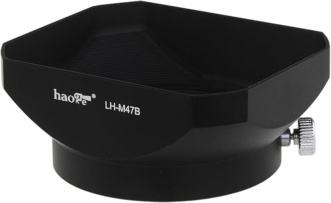 Haoge LH-M47B Metal Lens Hood Shade for Olympus M.ZUIKO Digital ED 12mm f2 Lens Replaces Olympus LH-48 Black