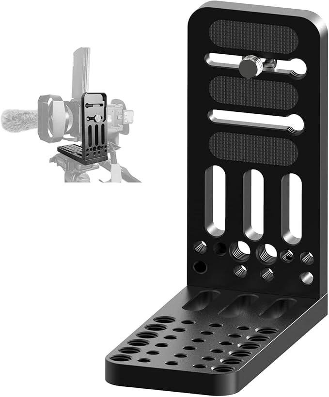Camera L Bracket Lock On Quick Release Plate for Canon Nikon Sony 4K Video Camcorder DSLR 3/8" 1/4" Vertical Shooting FX3,FS5,FS7,FX6,FX8,FX9,NX80,XC10,XC15,NX100,Z150 ARRI Alexa Mini Amira up to 20kg