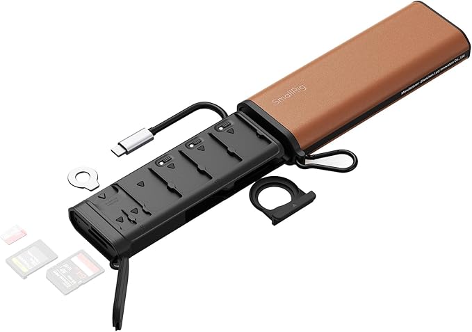 SmallRig Multifunctional Card Reader & Card Holder (CFexpress Type A), with Slot for AirTag, High-Speed Memory Card Reader for SD, SDXC, Micro SD, SDHC, 3 Card Read Simultaneously, 10 card slots -5361