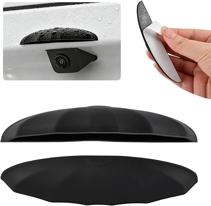 2Pcs Rear View Backup Camera Cover,Universal Car reversing Camera Rain Cover,Car Thick Cameras Protection Sticker,Silicone rain Sticker,Non-Destructive Adhesion(Black,Size:10 * 2 * 2cm)