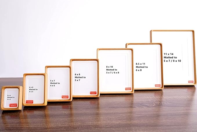 Moudra Handcrafted Solid Wood Picture Frame with Mat for Wall or Tabletop Display, Perfect for Photos and Artwork. (Teak, 3"x4" matted to 2"x3")