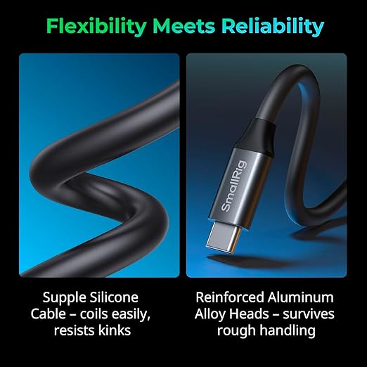 SMALLRIG USB4 40Gbps USB-C Cable, 240W Fast Charging & 8K@60Hz Video & 40Gbps Data Transfer, 60cm/23.6in Straight to Straight Connectors with Cable Tie, for MacBook for iPad Pro for iPhone - 5074