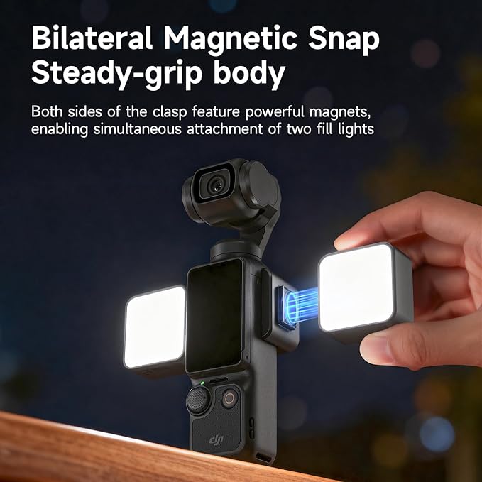 LKTOP Pocket 3 Battery Handle+Fill LED Light for DJI Osmo Pocket 3, Xtra Muse Accessories, 5000mAh Fast Charger 22.5W Power Stick Grips, 6hr Battery Life (Charging Time: 30 min Camera, 80min Self)