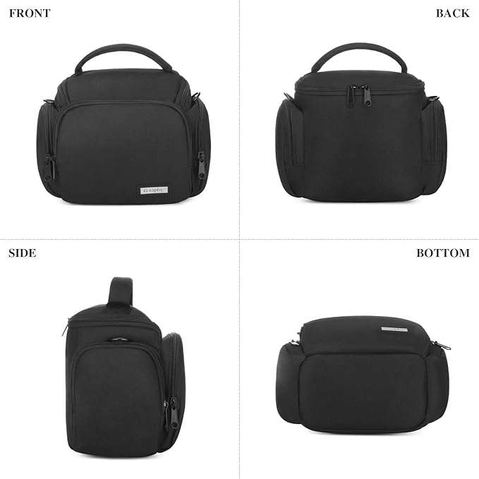 G-raphy Camera Bag Case Small Camera Sling Bags Camera Photography Accessories for DSLR SLR Mirrorless with Removal Straps Black