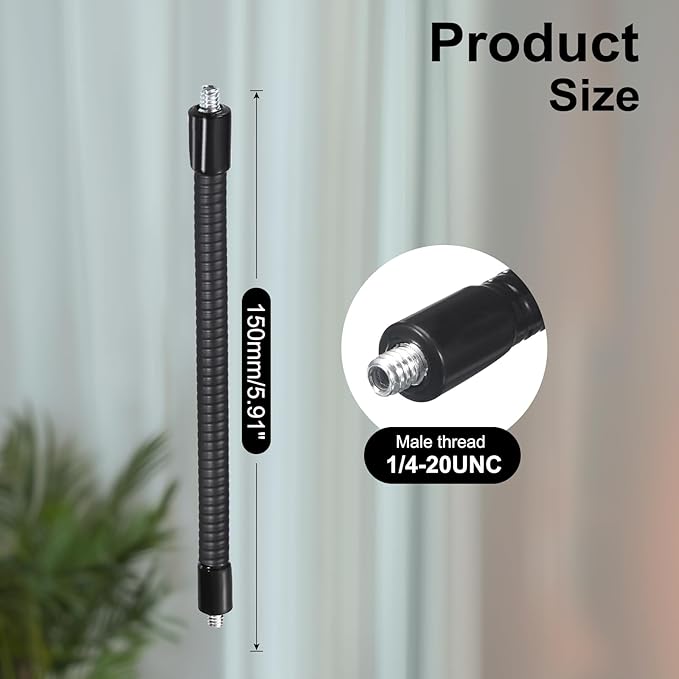 Awclub 6-Inch Flexible Gooseneck Tubing, 1/4"-20 Male to Male Thread Universal Arm Gooseneck Extension Holder for Microphone, Tripod Phone, Camera, LED Video Lights