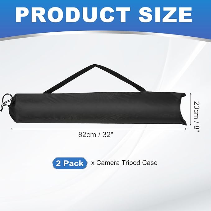 PATIKIL 32 x 8 Inch Tripod Carrying Case, 2 Pack Camera Tripod Carrying Bags Oxford Cloth Padded Bag for Camera Gear Mic Light Stand Sheet Music Photography Accessories, Black