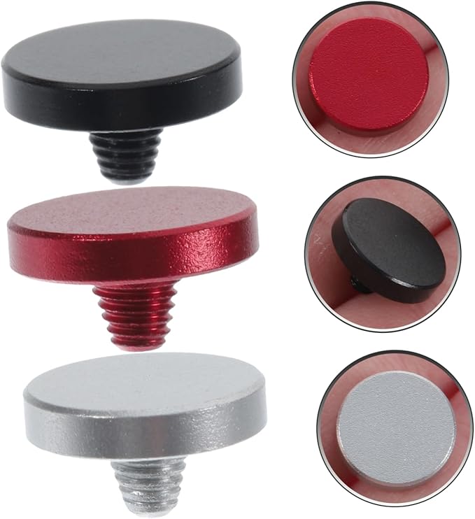 DOITOOL 3pcs Aluminum Alloy Flat Shutter Release Buttons for Camera Durable for Enhanced Grip and Reduced Shake Red Silver Black