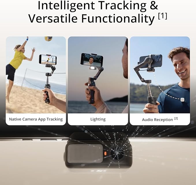 DJI Osmo Mobile 7P Gimbal Stabilizer for iPhone, Android, Native Tracking, Lighting, 3-Axis Phone Gimbal, One-Tap Edit, Built-in Extension Rod & Tripod, 10hrs Use, Phone Charging (Renewed)