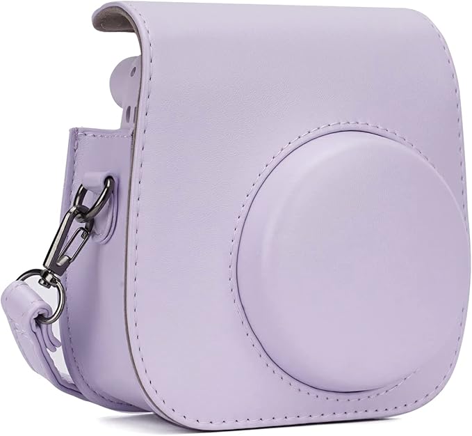 Frankmate Instant Camera Case Compatible with Fujifilm Instax Mini 11/9/8/8+ PU Leather Bag with Pocket and Adjustable Shoulder Strap Mini Photo Album (Purple)