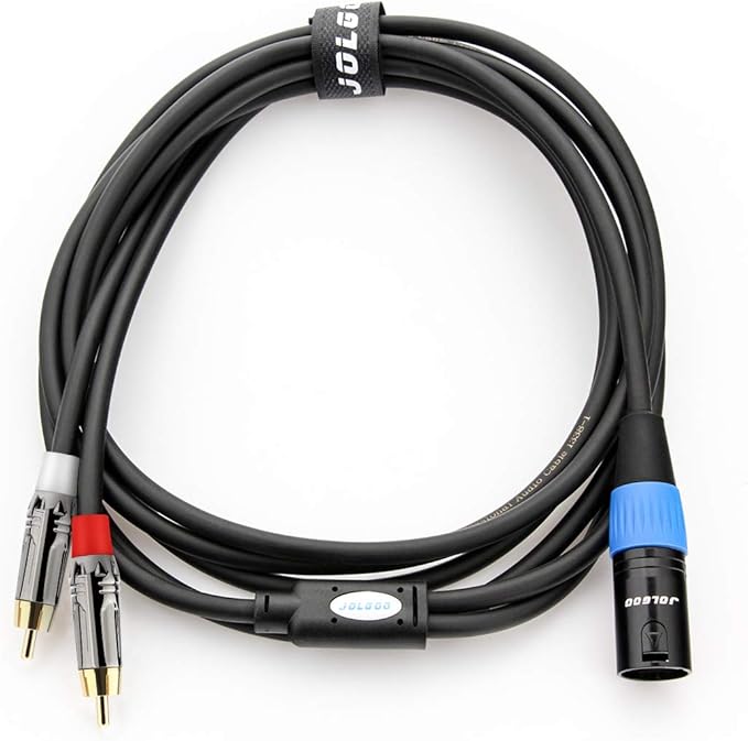 Unbalanced Dual RCA to XLR Male Y Splitter Patch Microphone Cable, 1 XLR Male to 2 RCA Male Y Adapter Cord Cable, 10 Feet