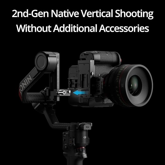 DJI RS 4 Pro Combo, 3-Axis Gimbal Stabilizer for DSLR & Cinema Cameras, Native Vertical Shooting, 4.5kg/10lbs Payload, Image Transmitter & Focus Pro Motor, Condenser Shotgun Microphone