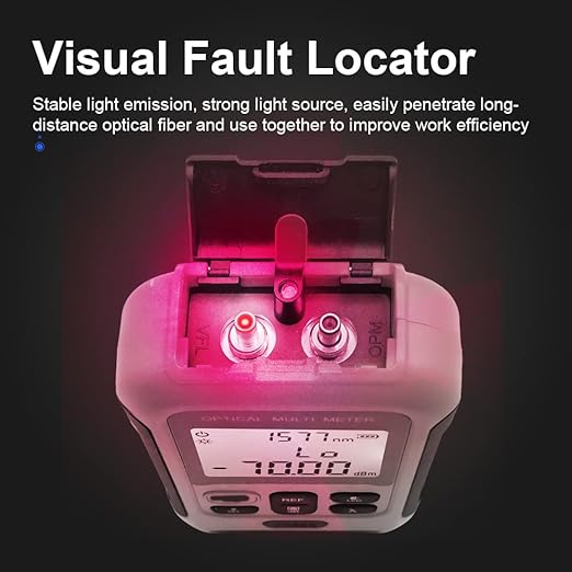 QIIRUN TM570 Mini Optical Power Meter with Visual Fault Locator and RJ45 Cable Tracker Powered by Li-on Battery 3 in 1 Fiber Optic Light Tester with OPM VFL RJ45