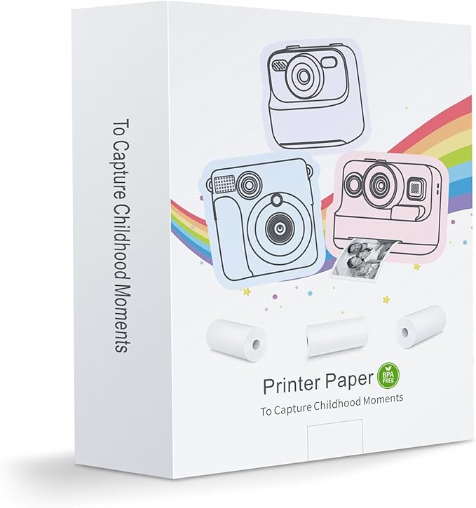 12 Rolls Instant Print Camera for Kids Refill Print Paper - Hikkon Thermal Print Paper Rolls Photo Print HD Printing for Most Kids Instant Camera - Paper Only(White-12)