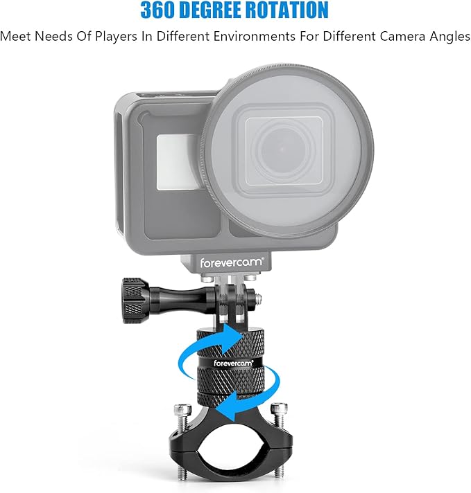 Forevercam Bike Handlebar Mount for Gopro Hero 13 12 11 10 9 8 DJI Osmo Insta360 AKASO and Other Action Camera Aluminum Motorcycle Handlebar Mount 360°Rotation