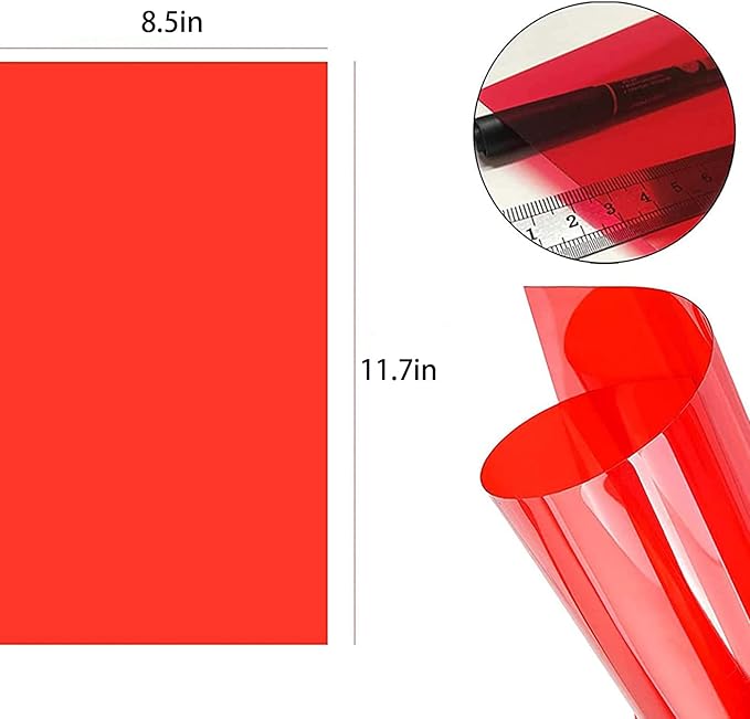 Christmas Gel Filter, 12 Pcs Transparent Lighting Color Filter, Transparent Plastic Colored Overlays, High Light Transmission Correction Gel Filter for Lighting Reading Photography Craft,11x8.5 inch