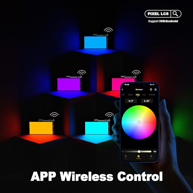 Pixel G1s RGB Video Light with APP Control, 12W 6400mAh 210 Minutes Rechargeable Battery LED Camera Light, 10 Common Lighting Effects, CRI≥97 2500-8500K LED Video Light with Aluminum Alloy Body