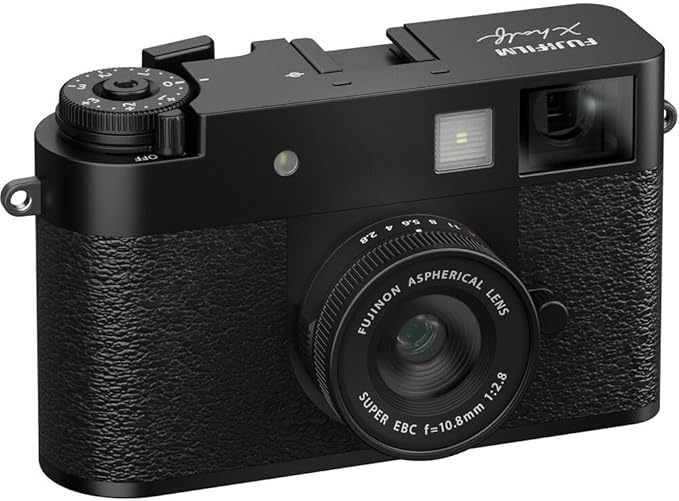 FUJIFILM X Half Premium Compact Digital Camera (Black) Bundle with Fuji Link 3 Smartphone Printer (Clay White) + Instax Mini Film + 64GB Memory Card + Flexible Tripod + Cleaning Kit + More