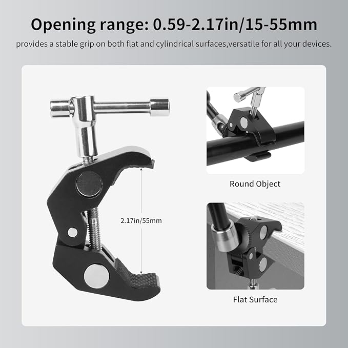 9" Magic Arm Clamp Kit with Cold Shoe Phone Holder & Tripod Mount Adapter | Versatile Mount for DSLR, Monitor, Lights, Phone, Action Cameras