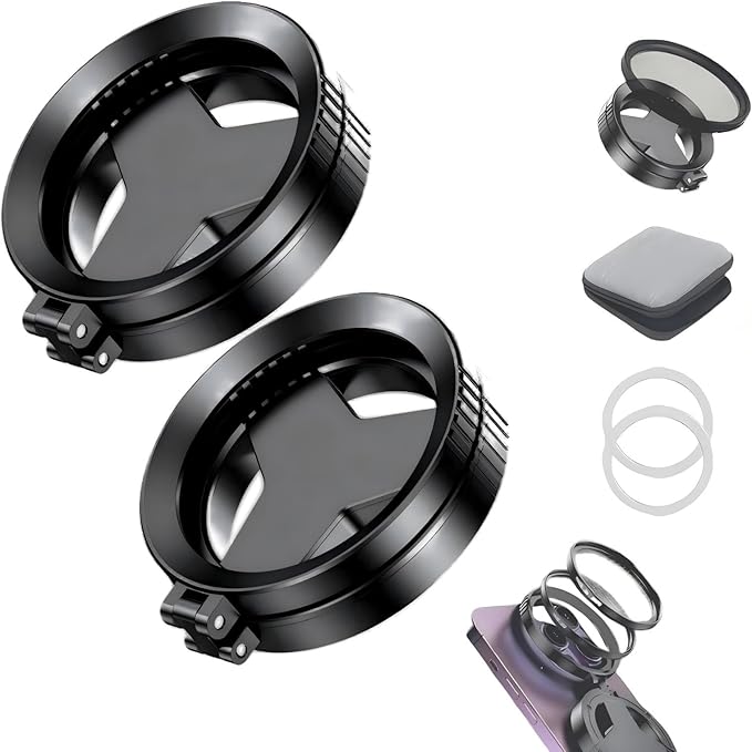 Anti-Glare Magnetic Phone Filter, 52mm Mobile Camera Filter Kit, N52 Magnets, Foldable Portable Design, Phones for Professional Mobile Photography (2Pcs)