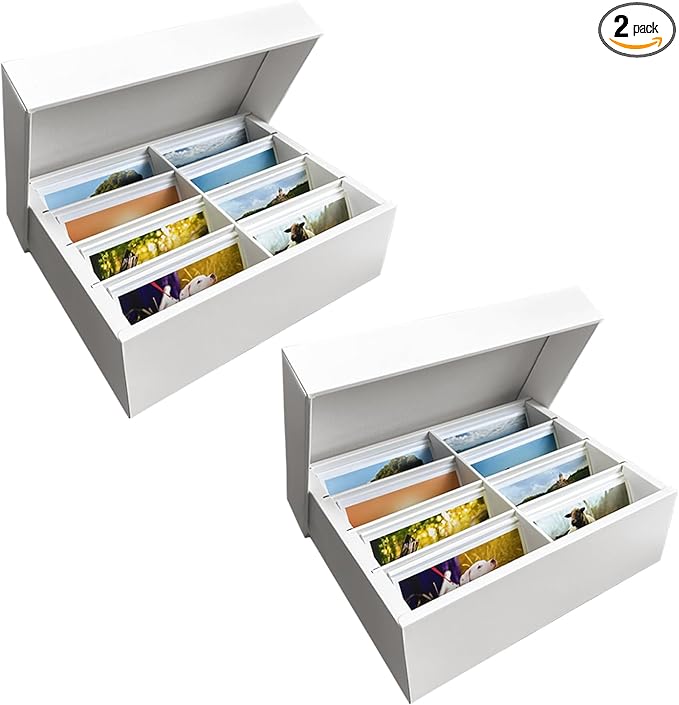 Toupeone Photo Storage Box 4x6, Large Capacity Photo Boxes Storage with Dividers, Cardboard Photo Organizer and Storage Box with Lid