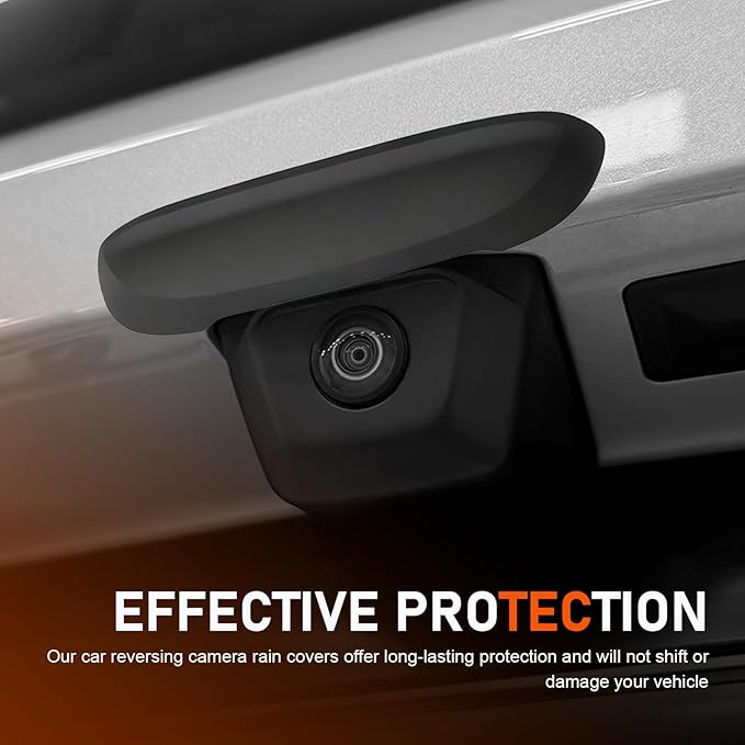 Car Rear View Camera Cover, Heat-resistant Wider Camera Cover for Clear Imaging Free from Rain, Anti-rain Protective Lens Shield with Grooved, for Most Cars (Black #02)