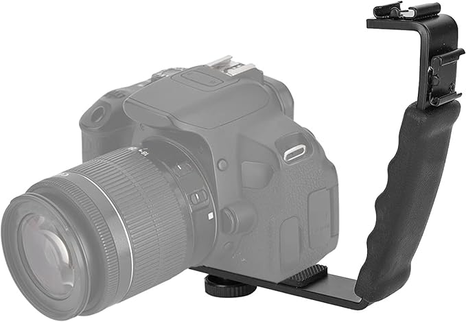 Flash Bracket, Camera Flash Mount Bracket Dual Hot Shoe Extension Bar Camera Accessories for Lights Monitors Microphones