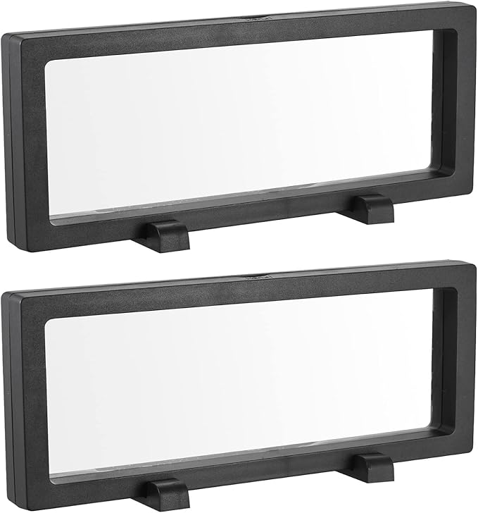 MECCANIXITY Floating Frame Display Holder Stand 3D Jewelry Display Box with Base 11.81 x 3.54 x 0.79 inch Black Pack of 2