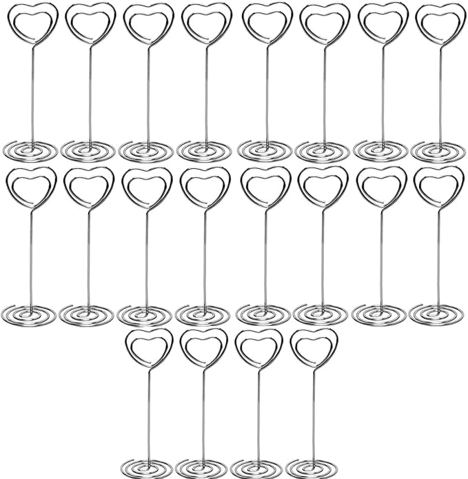 Wedding Table Numbers Holder – YQBOOM 20 Pack 3.35 inch Name Card Holder Place Card Holder Photo Holder Clips Note Photo Picture Memo Stand – Silver