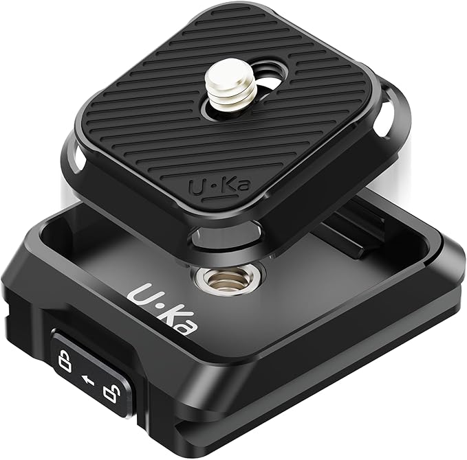 ULANZI UKA01 Camera Quick Release Plate, Tripod Mount Adapter Camera Quick Release Kit w 1/4''-3/8" Screw for Gimbals, Sliders, DSLR, Tripods DJI Sony& 38mm Arca-Swiss Max Load 20kg (Base & Plate)