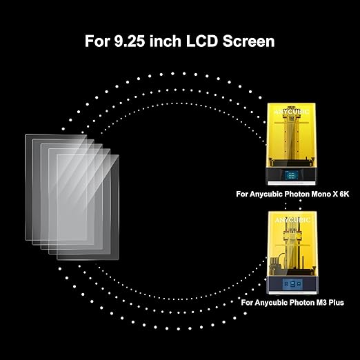 5PCS Screen Protector 9.25 inch For LCD Resin 3D Printers, Protective Film Original LCD Screen Protective Film for Anycubic Photon Mono X 6K, M3 Plus 9.25 inch Mono Resin 3D Printers
