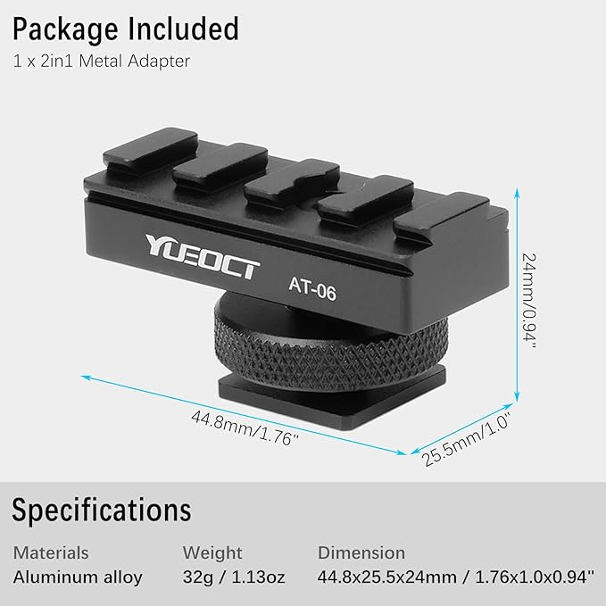 2in1 Finder Mounting Adapter 11mm 20-21mm Picatinny Dovetail Rail w 1/4" Hole for Finderscope Guide Scope Red Dot Reflex Sight Mount DSLR Camera Hotshoe Coldshoe Hot Cold Shoe (Updated Version)