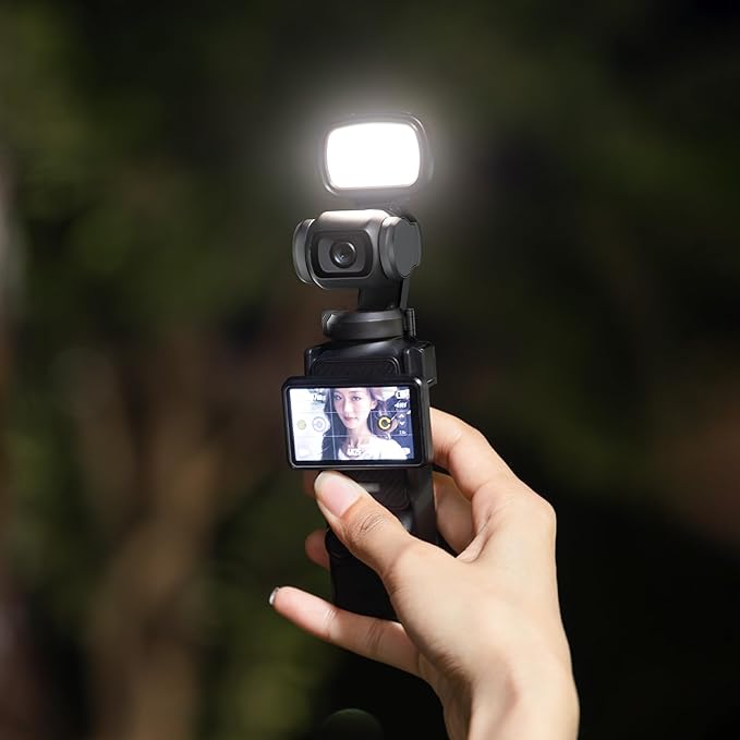 JJC Magnetic Mini LED Light for DJI Osmo Pocket 3 Creator Combo, 3000K/4500K/6500K, CRI 95+, Brightness Adjustable, Pocket3 Vlog Accessories Rechargeable Selfie Lighting