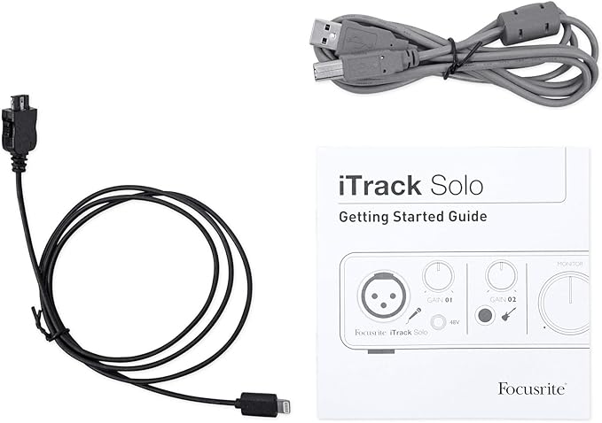 Focusrite iTrack Solo Audio Interface for Mac, PC, and iPad – USB Audio Interface for Recording, Streaming, and Podcasting with XLR, Line-in, and Professional Software included