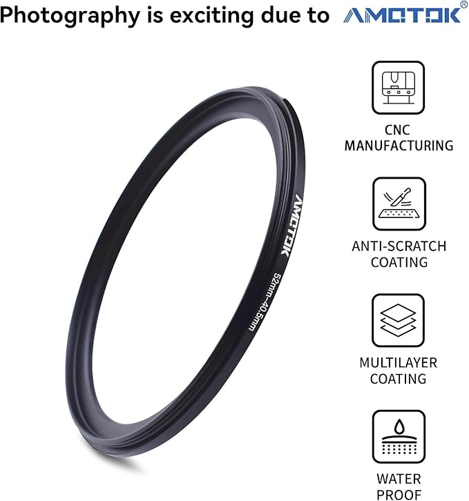 52mm Lens to 40.5mm Camera Filters Ring Compatible All 52mm Camera Lenses to 40.5mm UV CPL ND Filter Accessory (52-40.5mm)