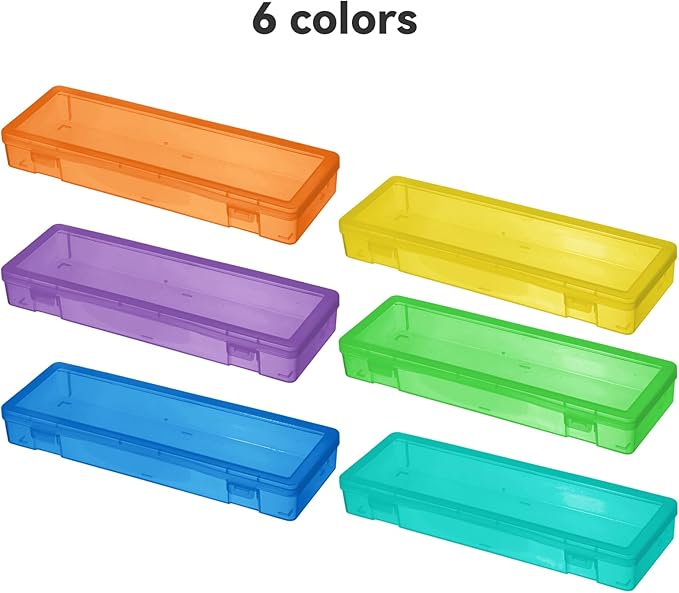 novelinks Small Plastic Storage Box Containers with Latching Lids - Craft Organizers and Storage Stackable Storage Organizer (6 Pack Large -Color)