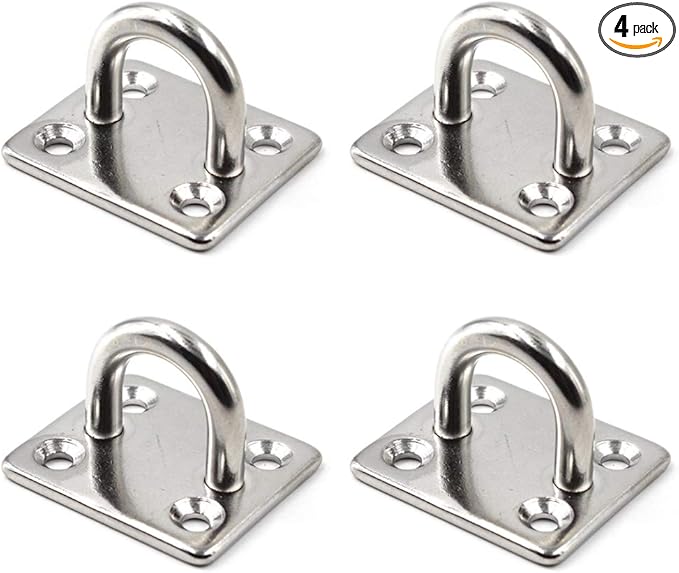 304 Stainless Steel Square Eye Pad Plate 5/16" 8mm Anchor Mount Great for Yoga Swings Hammocks/Boat Rigging/Marine Deck Hardware/Suspension Training Straps