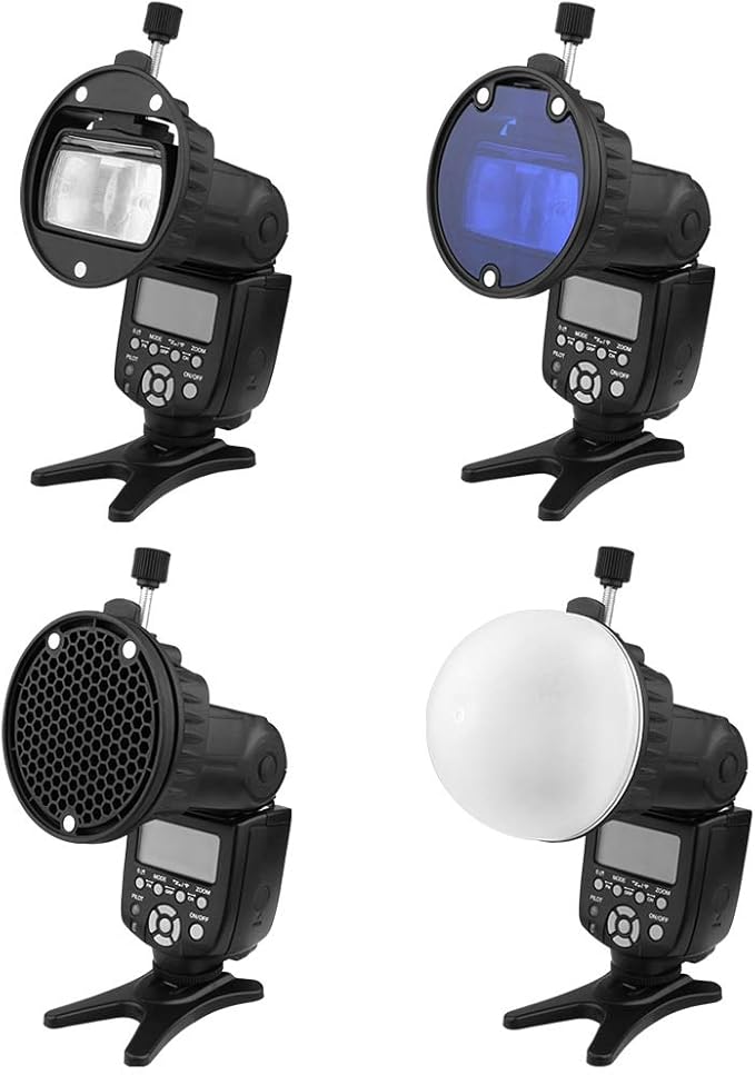 TOAZOE Flash Diffuser with Honeycomb Grid Diffuser Ball Color Filter for Godox YONGNUO Canon Square Flash Speedlight