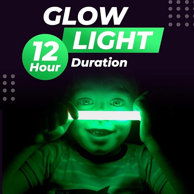 32 Ultra Bright 6 Inch Large Green Halloween Glowsticks - Chem Lights Sticks with 12 Hour Duration - Camping Glowsticks, Emergency Glow Stick For Storms Blackouts - Glowsticks for Parties Activities