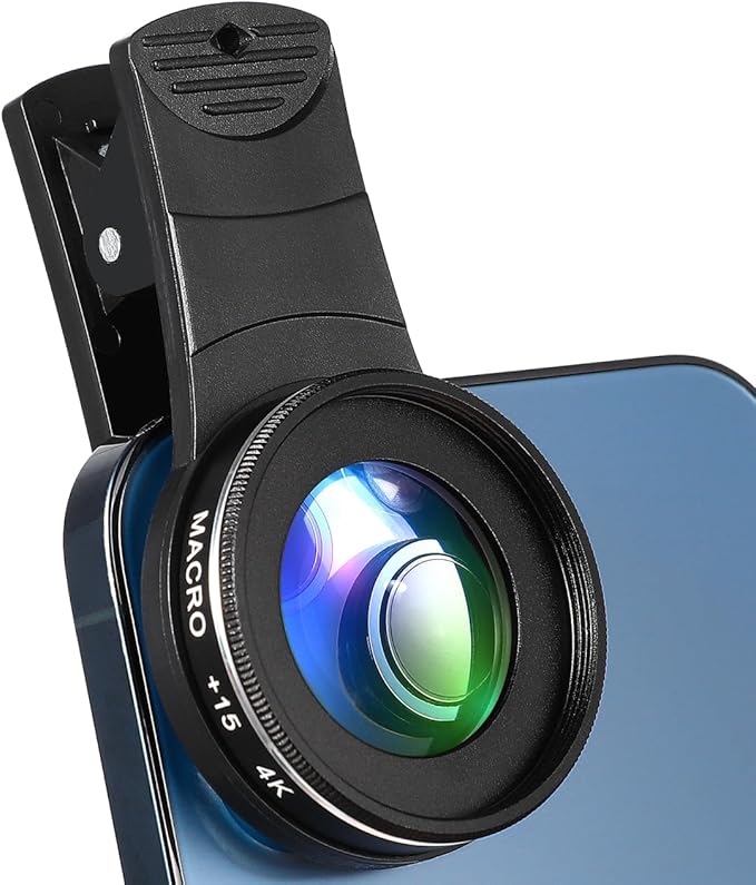 37Mm Clip-on Macro Lens for Smartphones 15X Zoom Mobile Phone Lens with Multi-Coated Optics for Clear Close-up Photography Compatible with iPhone 15 Pro Max and Other Phones
