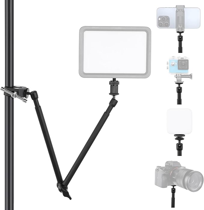 UTEBIT 22 Inch Magic Arm Camera Mount with Super Clamp 1/4" & 3/8" Screw Hole for Desk Rig Flashlight Monitor
