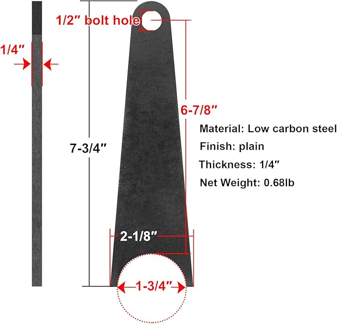 4 Pack 7-3/4" Tall Weld-On Shock Mount Tabs for 1-3/4" Round Tube, 1/2" Hole, Chassis Tube Mount Brackets
