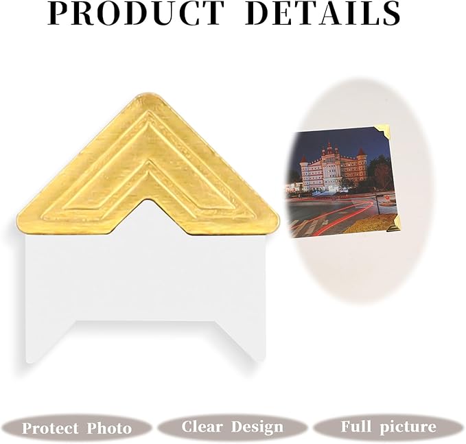 240 Pieces Photo Corners for Scrapbooking, Gold Photo Corner Stickers, Self-Adhesive Photo Mounting Corners for DIY Scrapbook Photo Album Diary, 10 Sheets