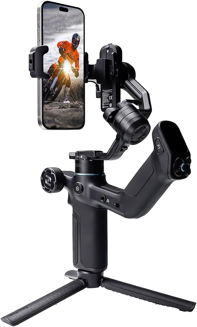 FeiyuTech SCORP Mini 3 Pro Camera Gimbal Stabilizer with AI Tracking, 2KG Payload, Detachable Remote Handle, 3-Axis All in One Handheld Gimbal for Sony/Canon/Nikon/Panasonic/Gopro/Smartphone