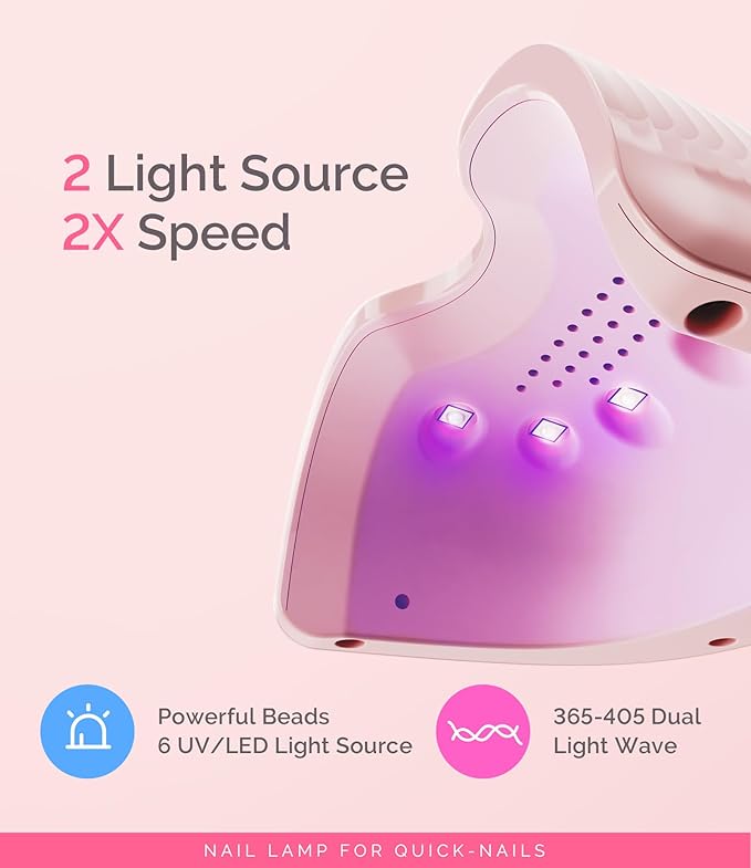 MelodySusie Mini LED UV Nail Lamp with Lightweight Design, P-ART06F Nail Dryer with Simple Button Control Cures All Soft Gels at Home, Especially Half-Cured Gel, Base Coat & Top Coat Pink